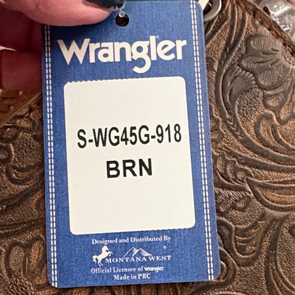 NWT Wrangler Floral Embossed Brown Fringe Shoulder Bag - Picture 9 of 9